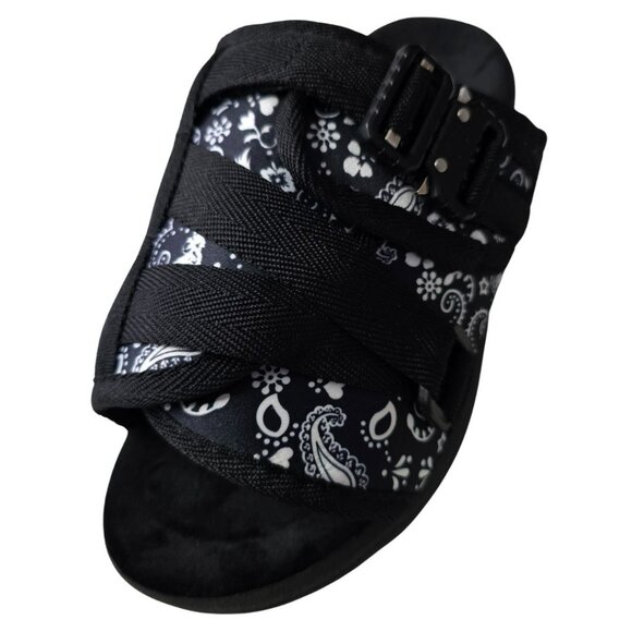 DRACO Slides Mens Shoes Size 5, 5.5, 6 Black Bandana Sandals Bandana NEW + Bag - Picture 7 of 12